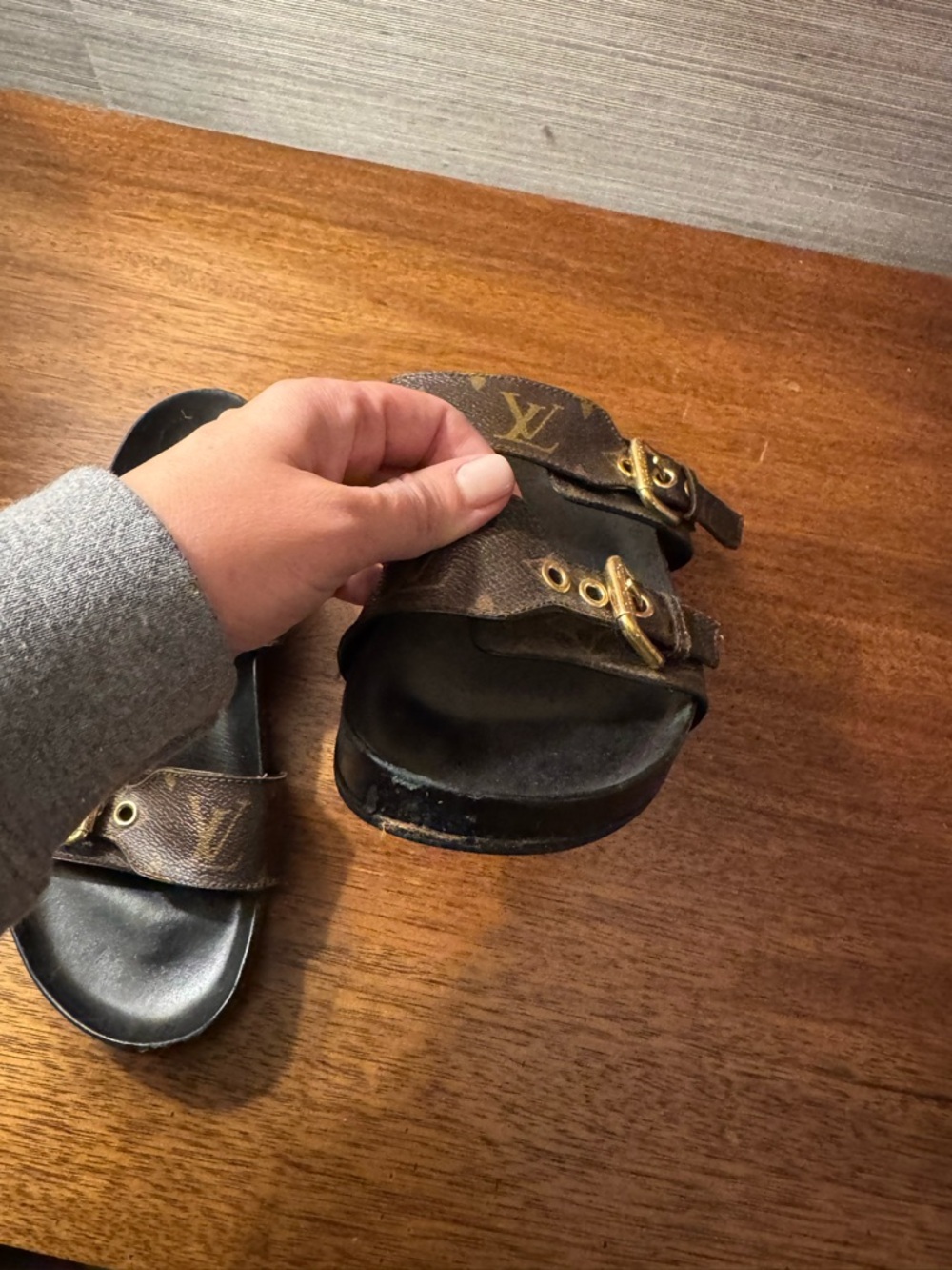 Louis Vuitton Brown Monogram Double-Strap Women’s Slide Sandals size 39 - Picture 4 of 5
